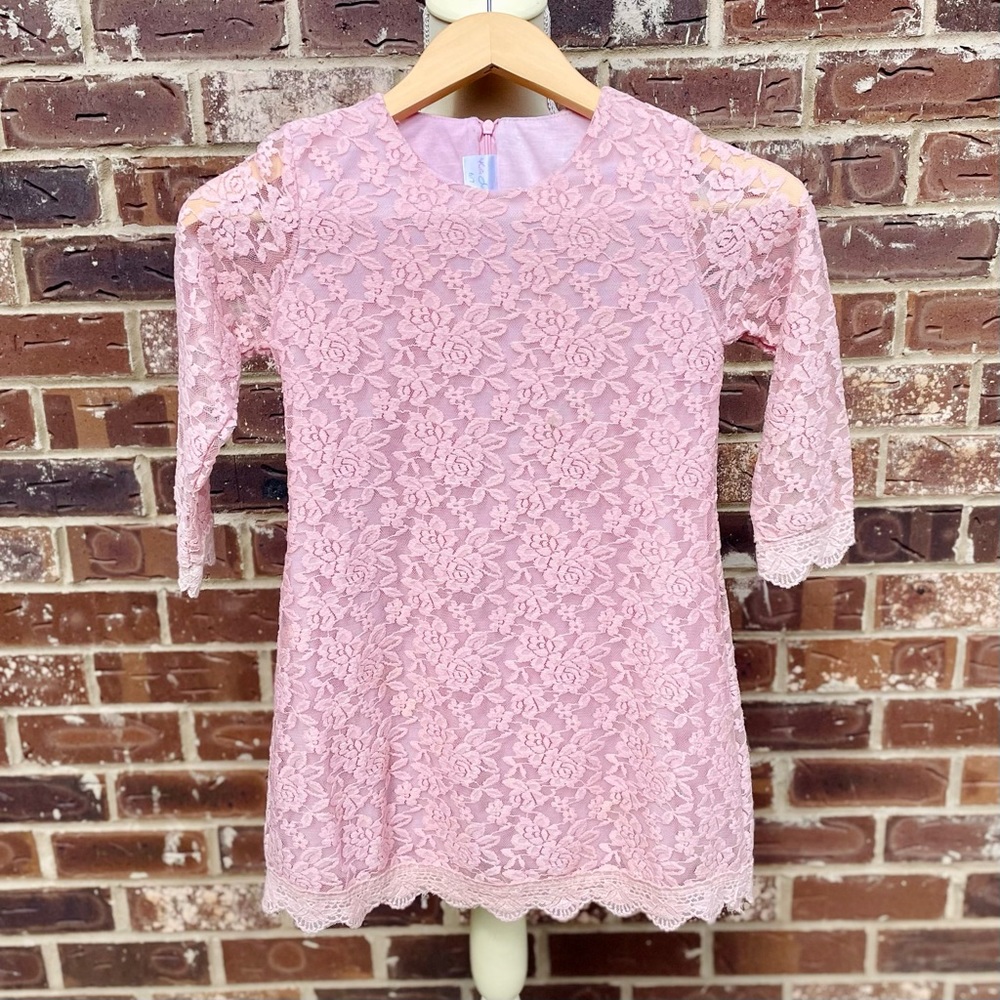 💕Girls Size 6/7 Pink Lace Sheath Dress💕 Kutie Tuties